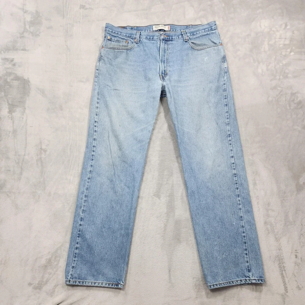 Vintage Levi's 505 Jeans Mens 42x34 Blue Light Wash Regular Fit Straight Leg